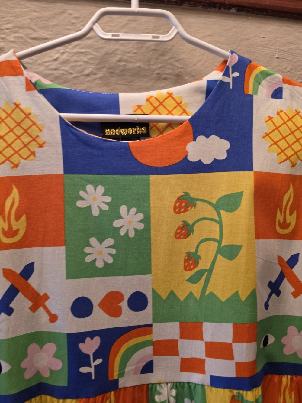 NWT Nooworks Frida Dress Ève Gentilhomme Colorful Patchwork Cotton Large - Picture 8 of 16